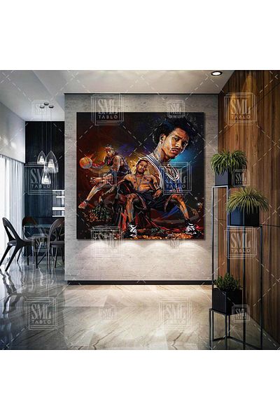 SML TABLO Allen Iverson Basketball Nba Abstract Art The Answer Τετράγωνος πίνακας σε καμβά