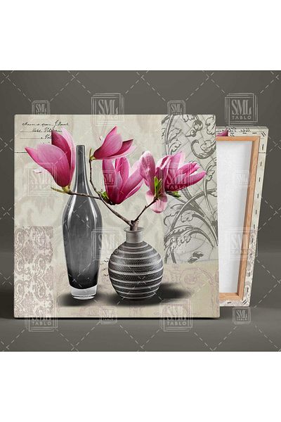 SML TABLO Vază Decorativă Floare Roz Modernă Carte Poștală Pătrată Pictură Pe Pânză