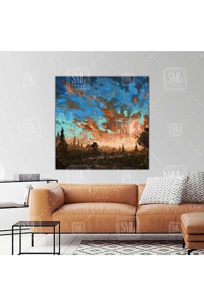 SML TABLO Αφηρημένη ελαιογραφία Εφέ Τοπίο Nature Sky Square Πίνακας σε καμβά