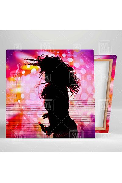 SML TABLO Party Music Dancing Woman Shadow Τετράγωνος πίνακας σε καμβά
