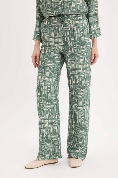 DeFacto New Season Wide Leg Casual Pants Wide Loose Leg Patterned High Waist