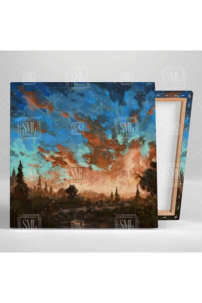 SML TABLO Αφηρημένη ελαιογραφία Εφέ Τοπίο Nature Sky Square Πίνακας σε καμβά