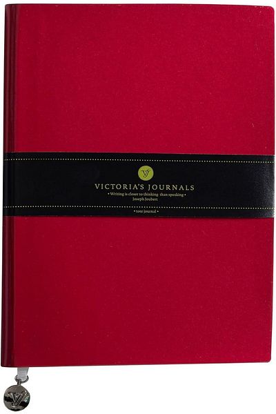 Mu Art Ahşap Mrt Patent Leather Flexible Cover Striped Notebook, 19X25 cm -Red Art 871301