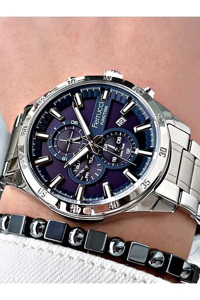 Ferrucci Function Function Luxury Men's Wristwatch with Gift Pack and Hematite Bracelet