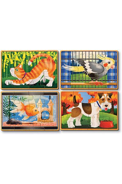 Mu Art Ahşap Mrt & Doug 13790 Wooden 12X4 Puzzle Set Pets Art 871301