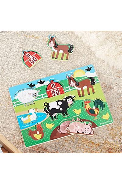 Mu Art Ahşap Mrt & Doug Wooden Handle Puzzle-Farm Art 871301