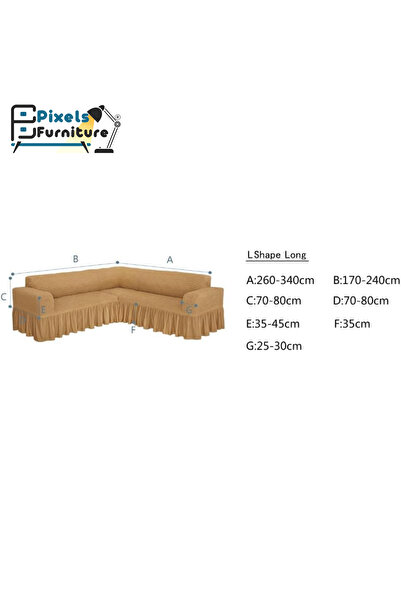 PixelsFurniture Pixel Furniture 5.8m Anti-Wrinkle and Slip-Resistant Corner Sofa Cover