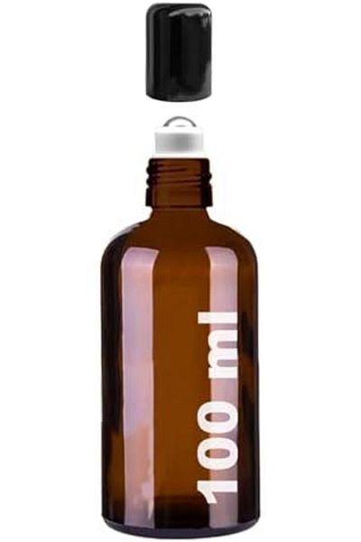 LUXE 100 ml Steel Roll on Bottle 100 Cc Leak Proof Black Cap Glass Bottle 2 Pcs (Amber, 100) Lxs
