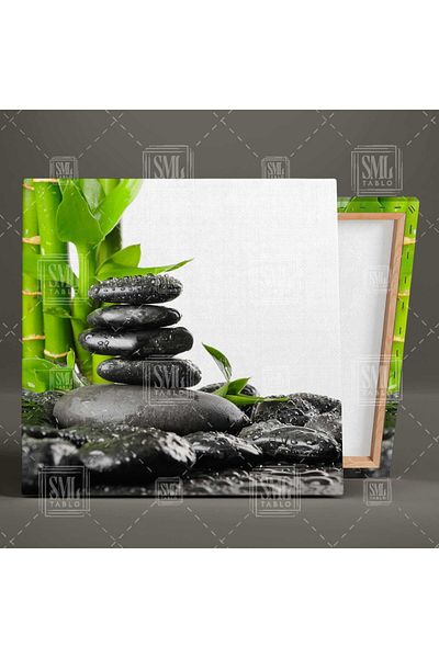 SML TABLO Raindrop Nature Overlapping Wet Stones Τετράγωνος πίνακας σε καμβά