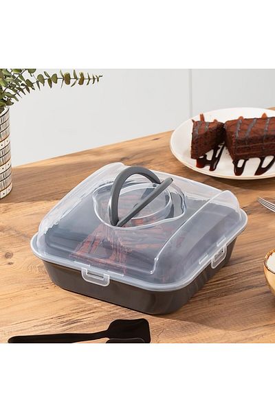 LUXE 1096 Anthracite Cake Cake Pastry Container - Carrying Case - Lockable Jar Lxshp 1055529