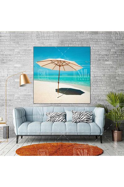 SML TABLO Ομπρέλα στην παραλία Sea Sand Sun Lounger Τετράγωνος πίνακας σε καμβά