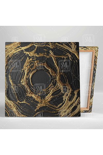 SML TABLO Abstract Art Gold Gold Διακοσμητικό Αφηρημένο Μοντέρνο Τετράγωνο Πίνακας σε καμβά