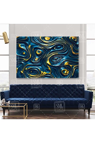 SML TABLO Pictură decorativă de lux pe pânză orizontală, cu detalii aurii și ...