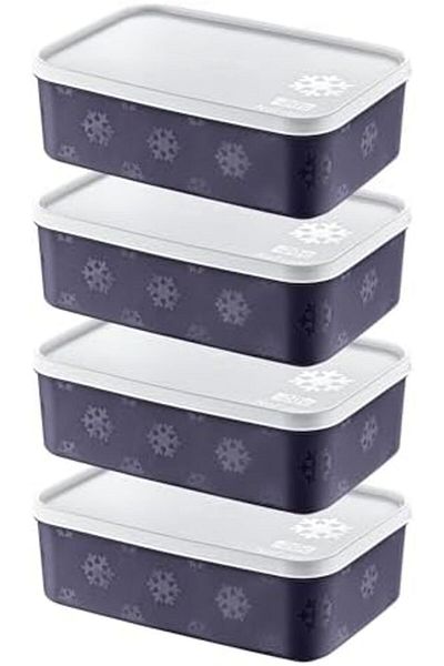 LUXE Set of 4 No Frost Storage Container Navy Blue 1600 ml Lxshp 1055529