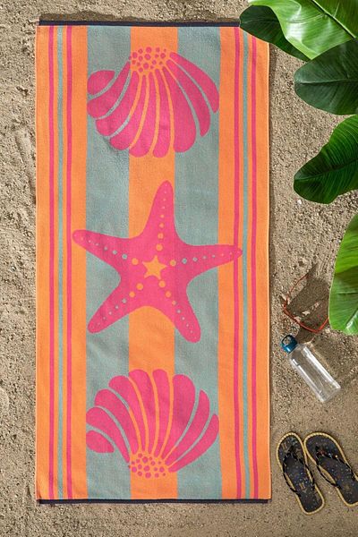 Mu Art Ahşap Mrt Nice Pink Shell Beach Towel 70X150 cm Art 871301