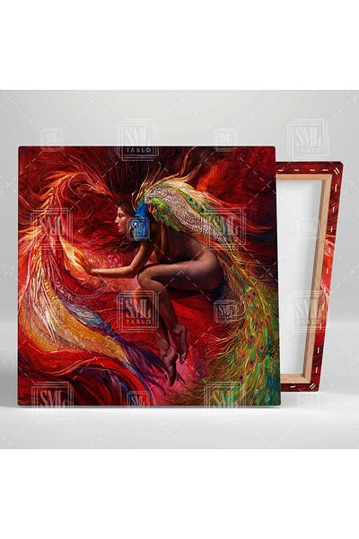 SML TABLO Γυναικεία ζωγραφική σε καμβά Peacock and Dragon Square