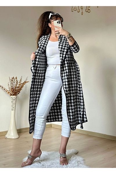AZRA BUTİK Palton sezonier cu model picioare de gâscă