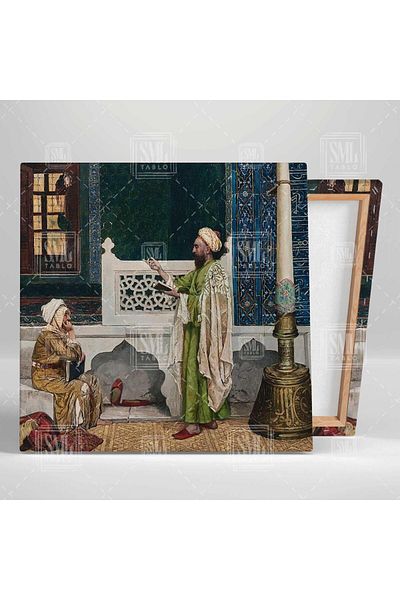 SML TABLO Ο ζωγράφος Osman Hamdi Bey Green Glass Koran Lesson Τετράγωνη εκτύπωση σε καμβά