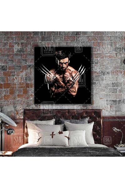 SML TABLO Hugh Jackman Wolverine Xman Ταινία Metal Fists Τετράγωνος πίνακας σε καμβά