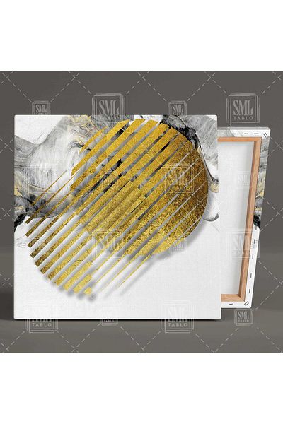 SML TABLO Cerc de aur completat O parte a unui întreg Marmură aurie Decor de lux Pictură pătrată pe pânză