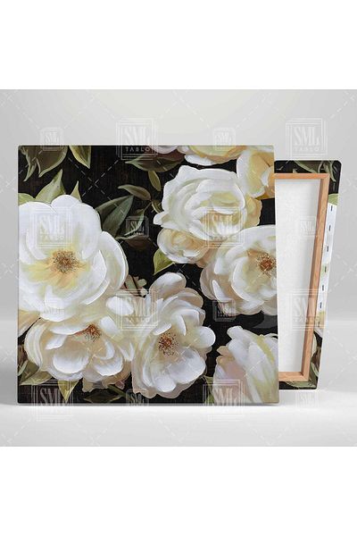 SML TABLO Διακοσμητικό τετράγωνο καμβάς White Rose Garden