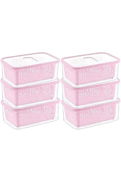 STOREMAX Ezg 6-Piece Fresh Storage Container Set with Strainer 1.6 Lt Plastic Storage Set 6 Pieces Ezsnshop 1065757