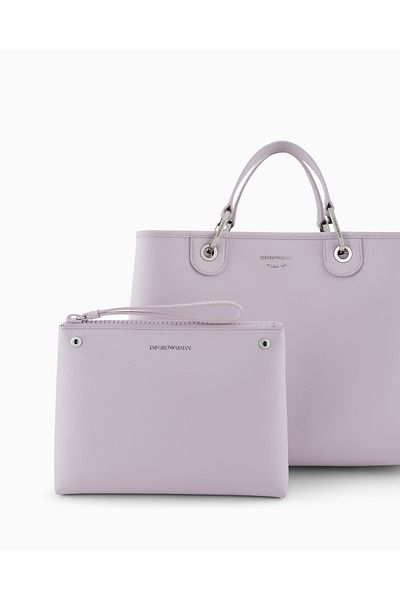 Emporio Armani Women's Inner Compartment Brand Text and Logo Patterned Zipper Closure Pink Shoulder Bag Ew 000360   Af12036-M40