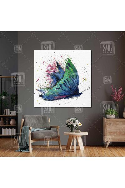 SML TABLO Πολύχρωμο Flying Butterfly Animal Διακοσμητικό τετράγωνο καμβά