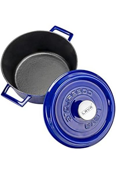 Mu Art Ahşap Mrt Metal Premium Series - Cast Round Pot, 24 Cm, Majolica Blue Art 871301