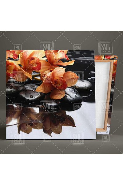 SML TABLO Filosofia Zen Portocaliu Orhidee Echilibru Vertical Canvas Art