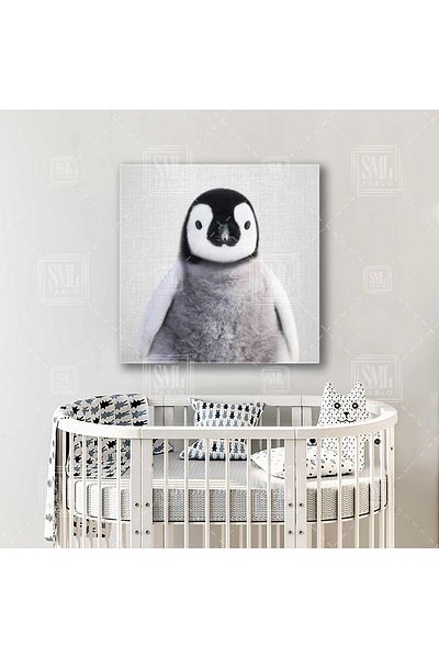 SML TABLO Baby Penguin Cute Παιδικό Δωμάτιο Καμβάς Τετράγωνος Πίνακας Καμβά