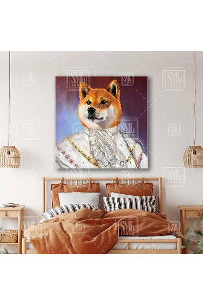 SML TABLO Membrii Regatului Corgi Dog Portrait Pictură pătrată pe pânză