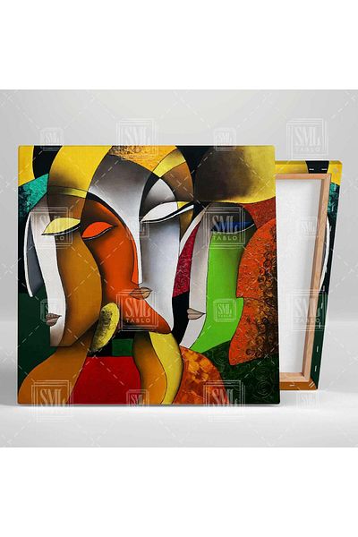 SML TABLO Indian Closed Eyes Abstract People Διακοσμητικό τετράγωνο καμβά