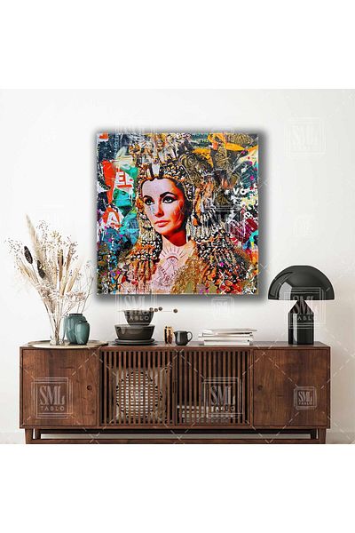 SML TABLO Pictură pătrată pe pânză Graffiti Collage Cleopatra