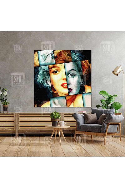 SML TABLO Marliyn Monroe Collage Art Γυναίκα Γυναίκα Ομορφιά Τετράγωνος Πίνακας Καμβά