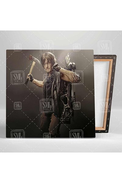 SML TABLO Daryl Dixon The Walking Dead Axe Weapon Square Canvas Print