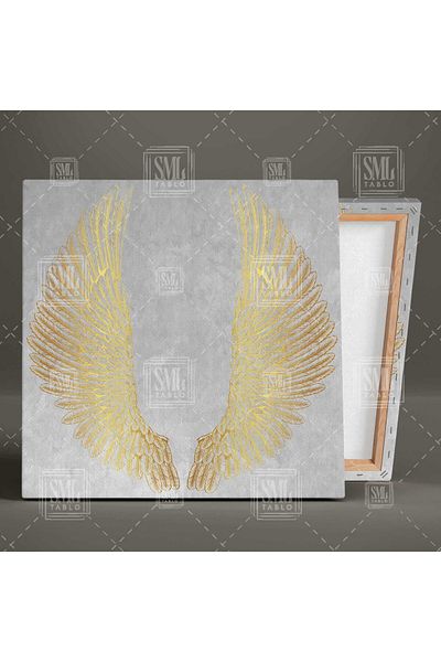 SML TABLO Διακόσμηση Golden Angel Wings Τέτραγωνος πίνακας σε καμβά Gold Moder Art