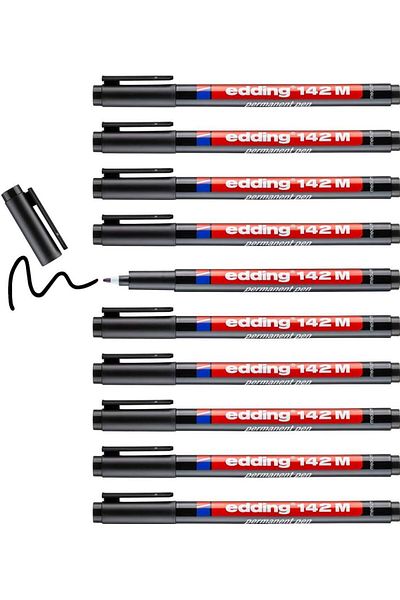 LUXE 142 m Permanent Marker - Acetate Marker - Black - 10 Marker - Round Tip 1 mm Lxshp 1055529