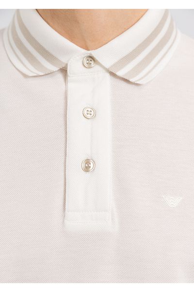 Emporio Armani Men's Polo Neck Button Closure Short Sleeve White Polo Neck T-Shirt Em 000859   Af12955-U0003