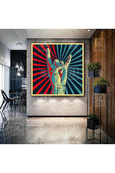 SML TABLO Rock And Roll Music Hand Sign Art Decor Pictură pătrată pe pânză