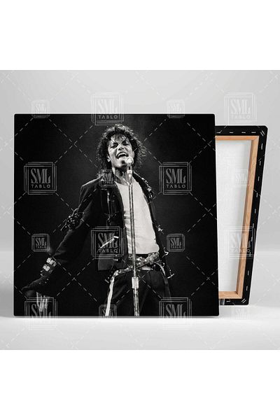 SML TABLO Michael Jackson Music Legend Dance Μαύρο Μπουφάν Διακόσμηση Τετράγωνο Πίνακας Καμβά