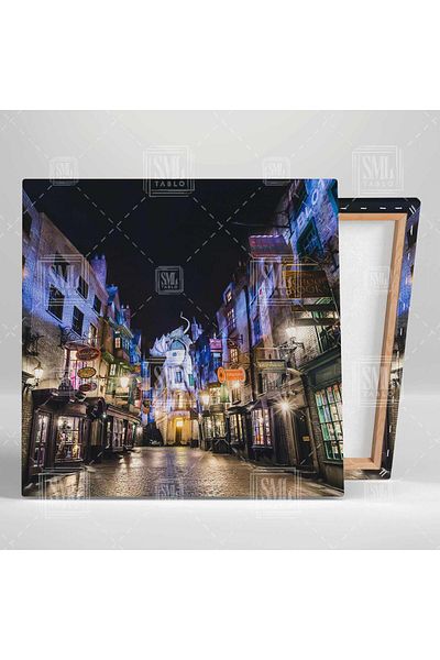 SML TABLO Χάρι Πότερ Diagon Alley Σχολή Μαγείας Diagon Alley Dragon Street Τετράγωνος πίνακας σε καμβά