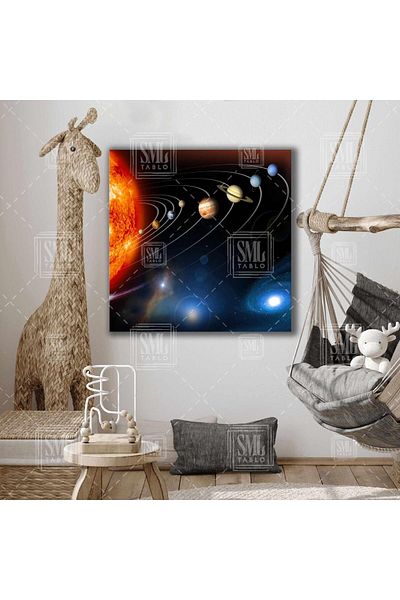 SML TABLO Ηλιακό Σύστημα Διαστημικοί Πλανήτες Black Hole Σχολικό Παιδικό Δωμάτιο Διακόσμηση Τετράγωνος Πίνακας ζωγραφικής σε καμβά
