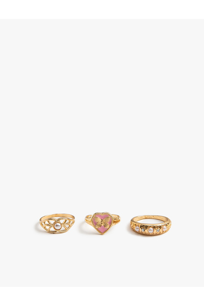 Koton 3'lü Yüzük Seti Kelebek Figürlü İnci Detaylı