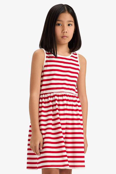 DeFacto Girl's Crew Neck Striped Sleeveless Dress B4340A825Sm