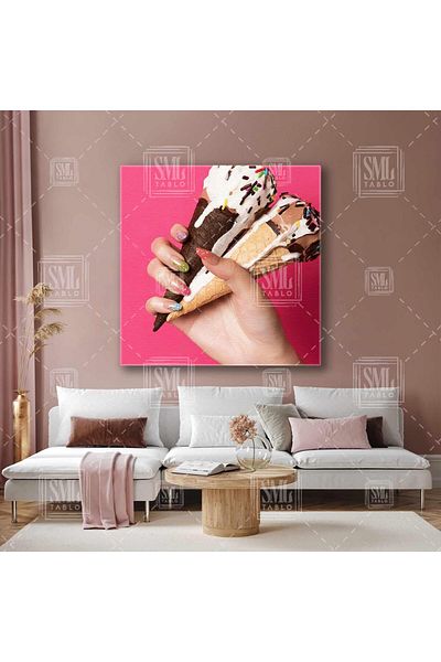 SML TABLO Παγωτό Nail Art Nail Decoration Studio Διακόσμηση Τετράγωνος πίνακας σε καμβά