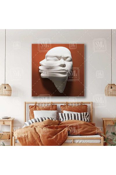 SML TABLO Orangutan Sculptură din ipsos care se împăște cuplu romantic bărbat pătrat pictură pe pânză