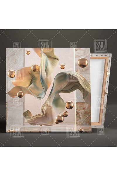 SML TABLO Gold Spheres Flying Silk Fabric Decorativ Modern Pătrat Canvas Art Print