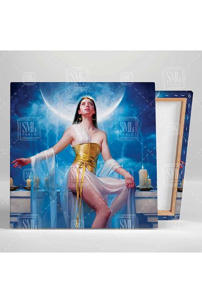 SML TABLO Moon Princess Candles με χρυσό λεπτομερές φόρεμα Νυχτερινό τετράγωνο ζωγραφική σε καμβά