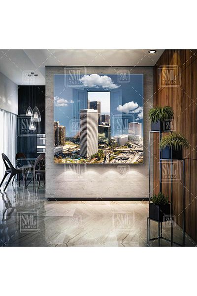 SML TABLO Imobiliare Planificarea orașului Imobiliare Clădire oraș Agent imobiliar Pătrat Pictură pe pânză